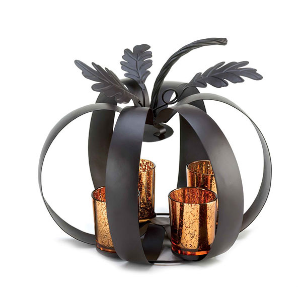 Iron Pumpkin Candle Display Candleholder