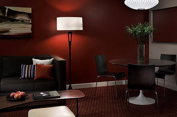 maroon living walls rooms burgundy paint colors brown designs dark colour homedesignlover mesmerizing modern fireplace gamecock bedroom inspired decor schemes