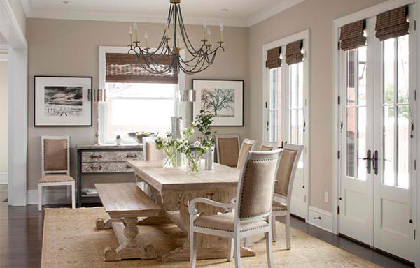 beige and brown dining room