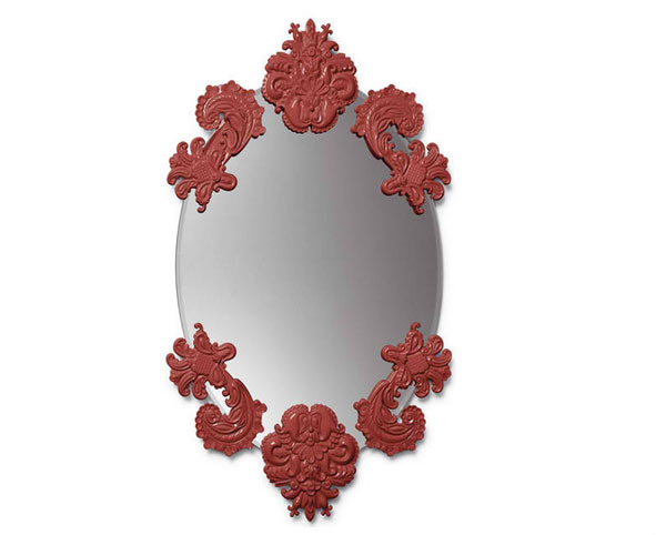 Lladro Oval Mirror Without Frame Red