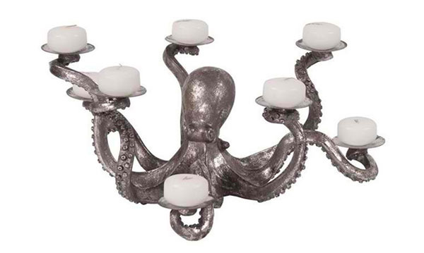 Octopus Candle Holder in Antique Pewter
