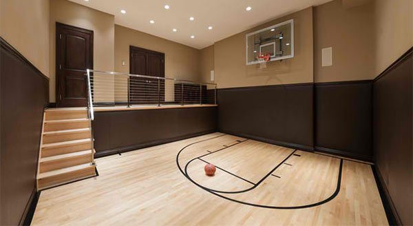 15 Ideas for Indoor Home Basketball Courts | Home Design Lover