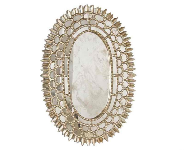 Worlds Away Carmelita Silver Oval Mirror