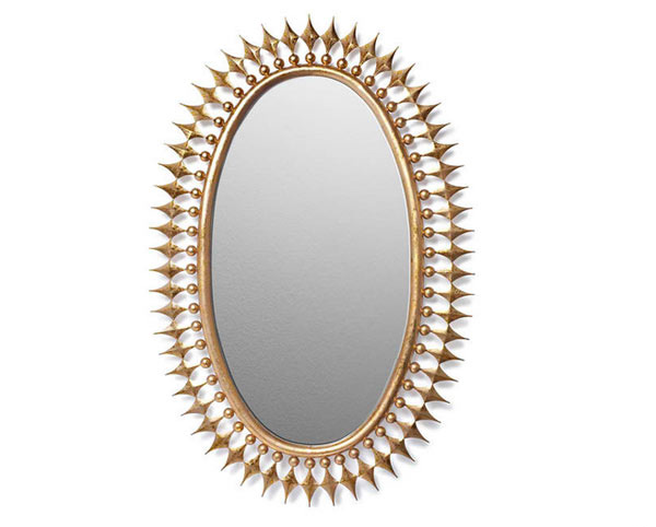 Wellington Oval Hollywood Regency Starburst Radiant Mirror- Gold