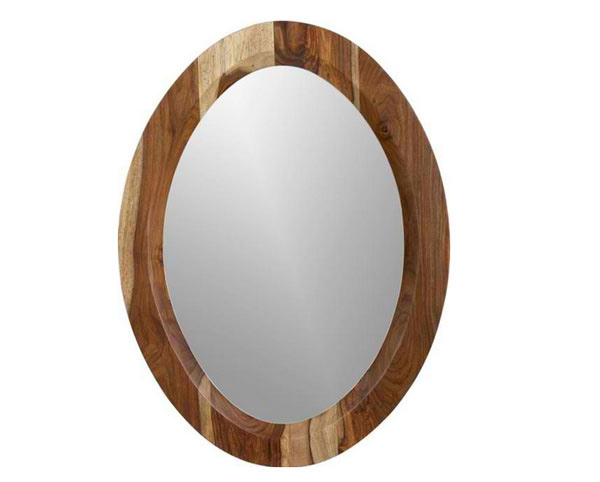 Shesham Oval Mirror with White Rim