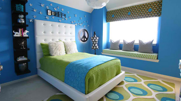 Creative Blue And Green Bedroom Ideas for Large Space