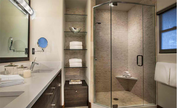 glass bathroom storage