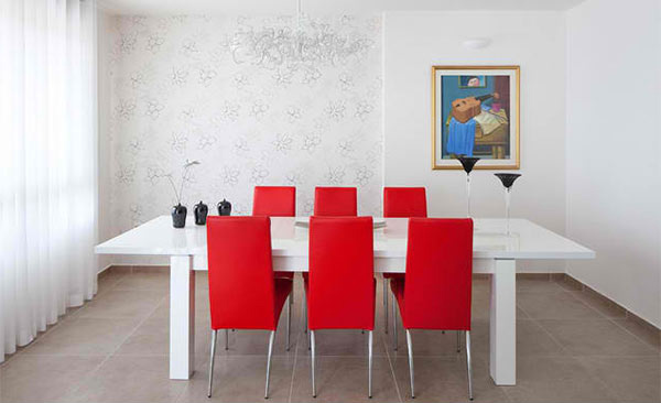 red and white dining table