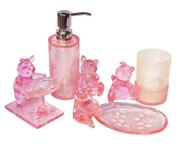 Bathroom Four Piece Set Pink Pig