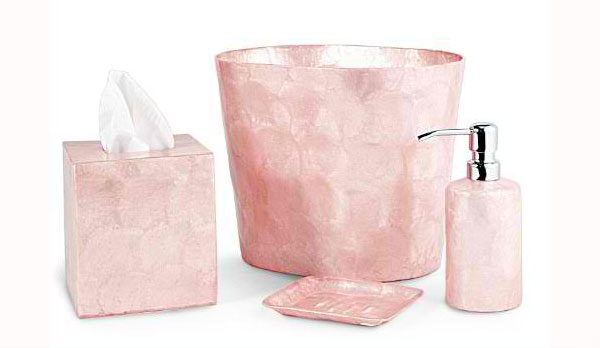 Pink Capiz Bathroom Accessories