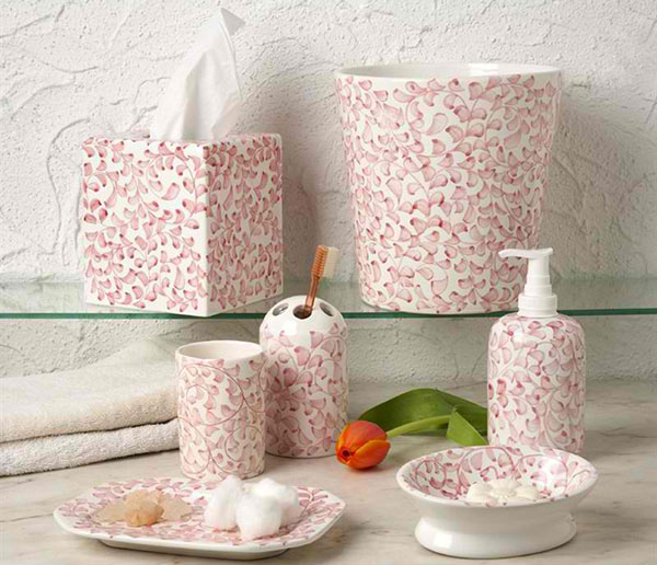 pale pink bathroom accessories