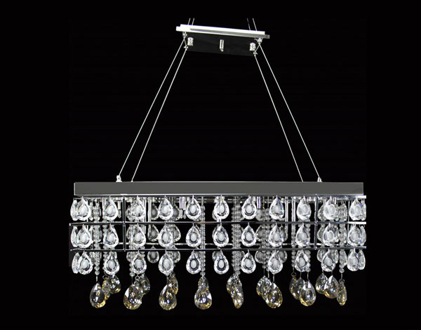 Smoked Rectangular Crystal Pendant Lamp