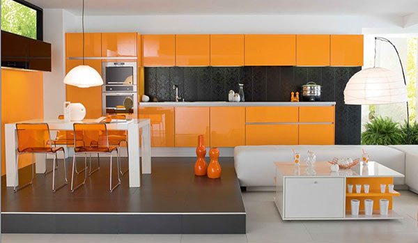 Orange White Minimalist Dining