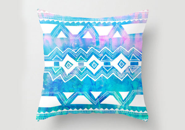 Tribal 2 - Aqua Pillow 16x16 cover