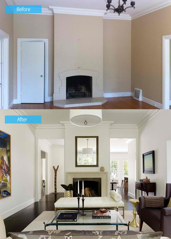 Image of livingroom before and after