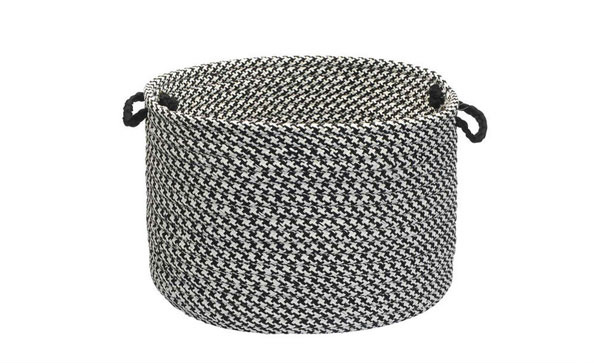 Outdoor Houndstooth Tweed, Black Utility Basket, 18