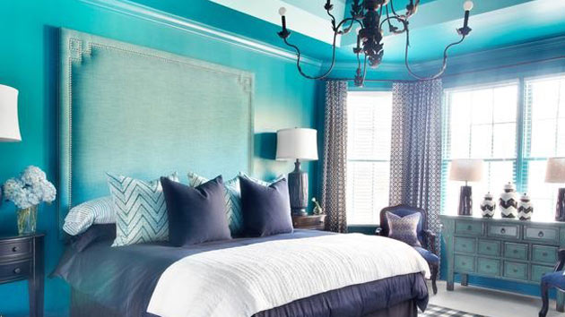 pretty combo of turquoise and black in 15 bedroom interiors | home