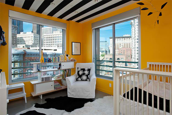 striped ceiling bedroom