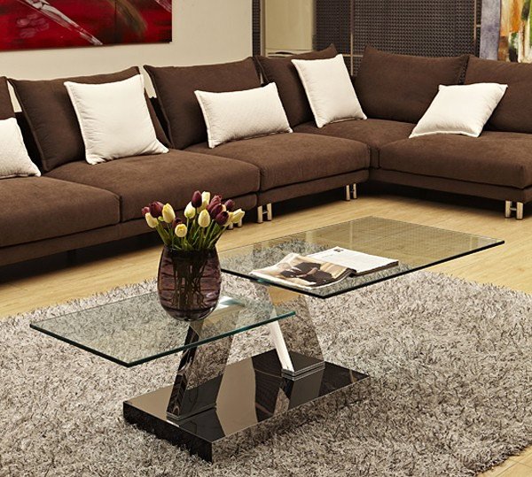 Tempered ASPECT Eterntity Glass Coffee Table in Cooper Frames with Swivel Motion 58x50x43 cm Copper/Black 
