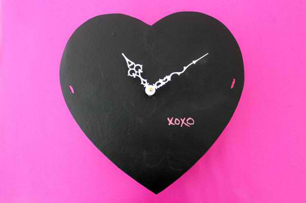 Heart-Shaped Chalkboard Clock