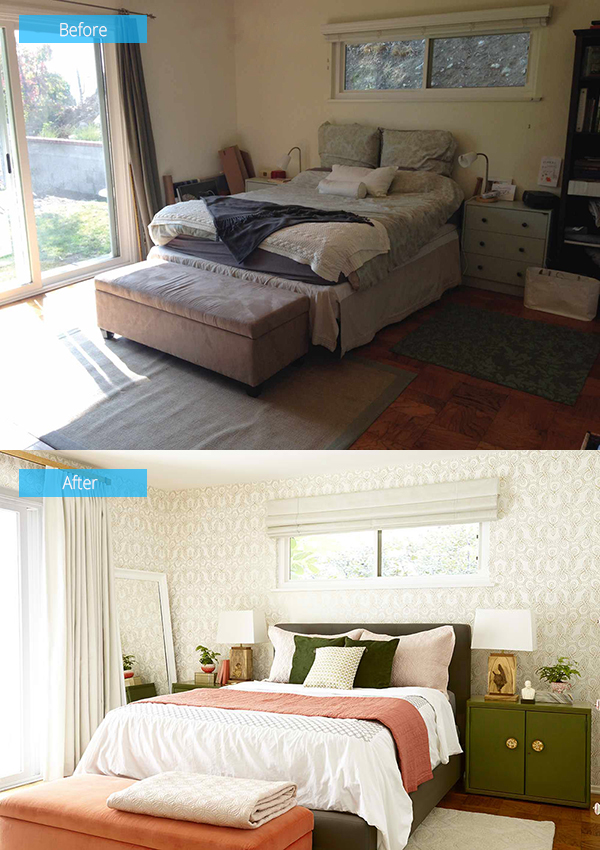 Before And After Photos Of A Moss And Coral Bedroom Makeover Home Design Lover