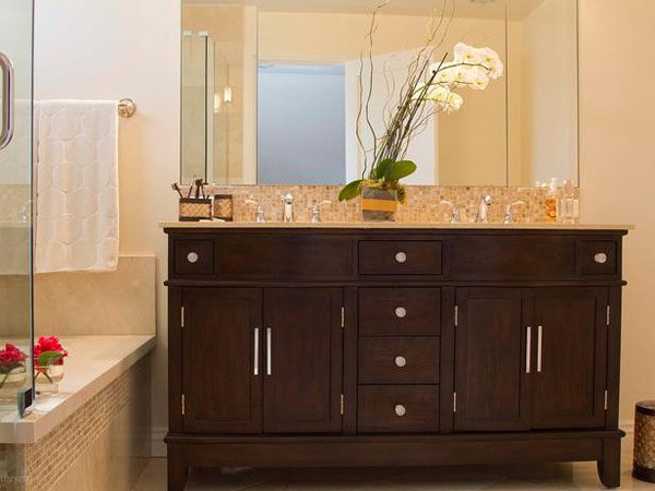 Brown Double Bathroom Vanity