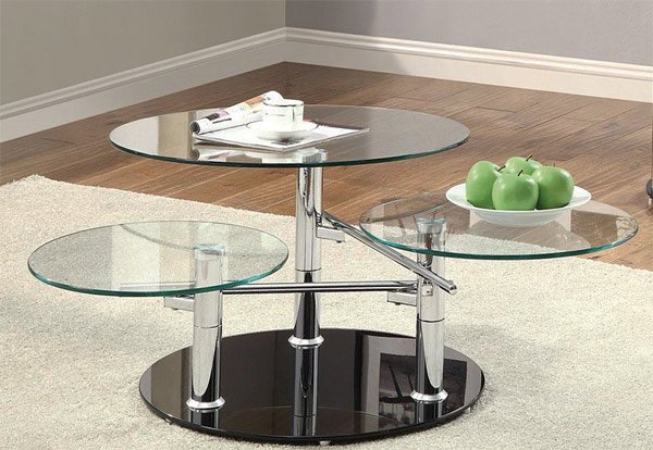 swivel glass coffee table