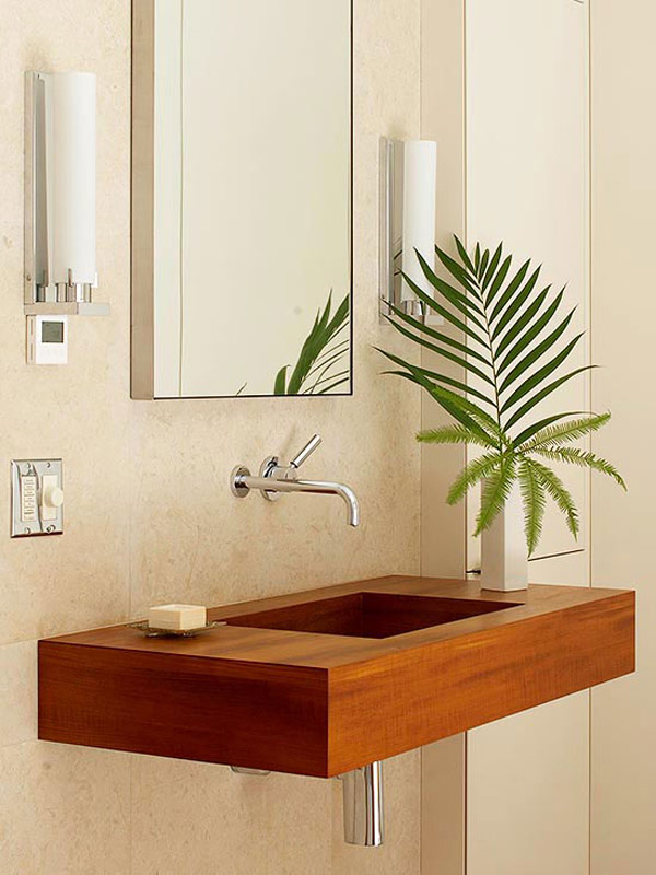 20 Samples of Classic Bathroom Sinks - 4 WooD Floating Bathroom Sink