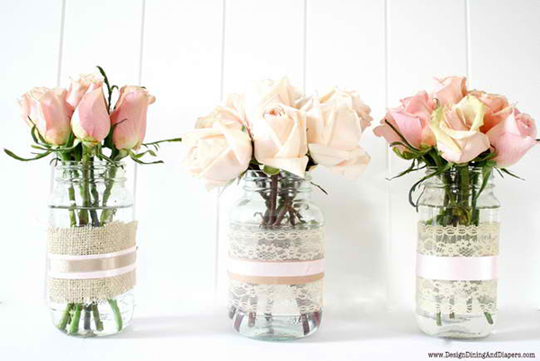 Recycled Jars Lace Vases