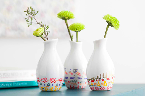 DIY Remix: Pattern-Dipped Bud Vases