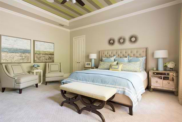 striped ceiling bedroom