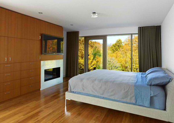 bedroom modern fireplace