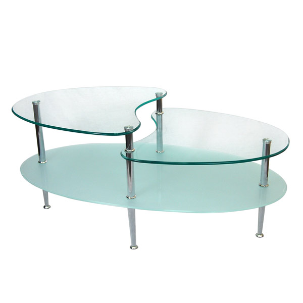 oval shape modern glass table