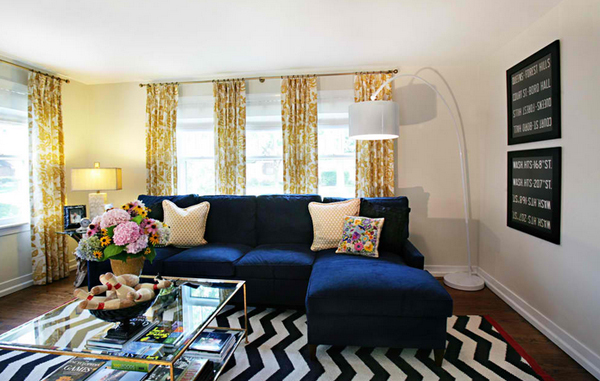 Photo for blue yellow living room design