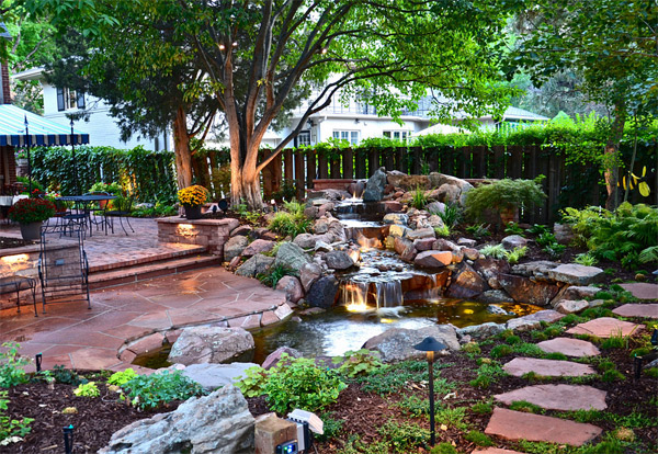 pond landscape patio