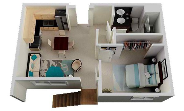 One Bedroom Apartment Plans For Singles And Couples Home Design Lover