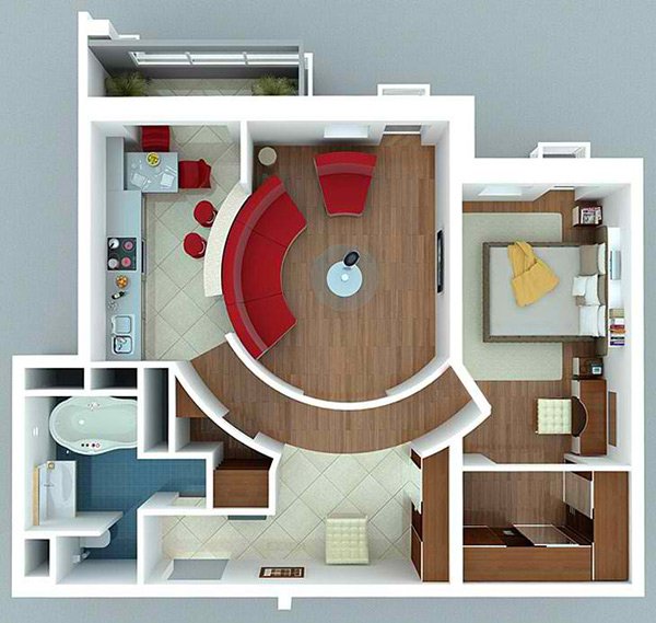 20 One Bedroom Apartment Plans for Singles and Couples ...