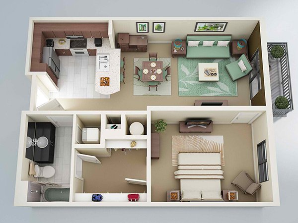 One Bedroom Apartment Plans For Singles And Couples Home Design Lover