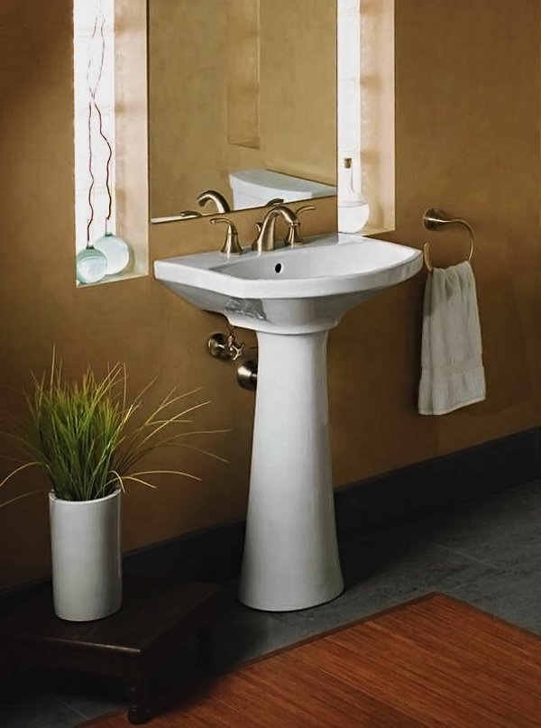 Bathroom Pedestal Sink Backsplash Image To U   4 Almond 