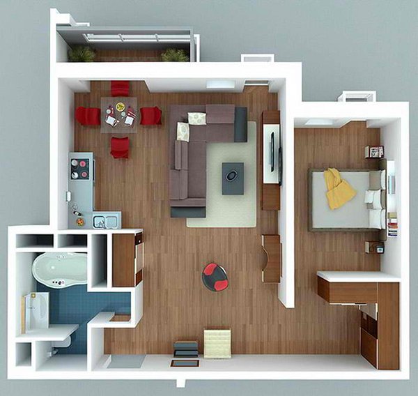 20 One Bedroom Apartment Plans for Singles and Couples 