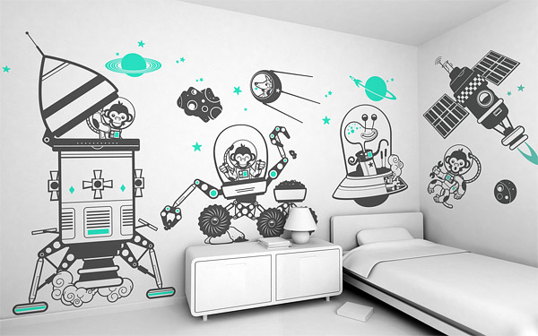 20 Cute Wall Decals And Murals For Kids Bedroom Home Design Lover   8 Astronaut Aerospace Decal 