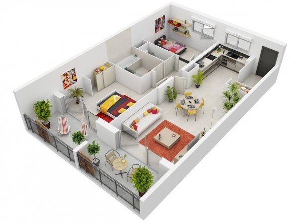 20 Interesting Two Bedroom Apartment Plans Home Design Lover