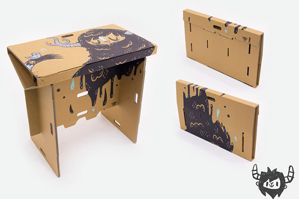 Portable cardboard desk