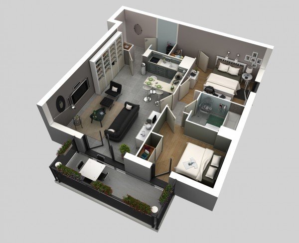 20 Interesting Two Bedroom Apartment Plans Home Design Lover