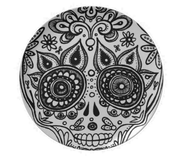 Black and White Sugar Skull Plate