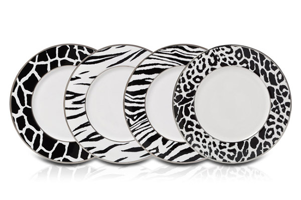 Mikasa Color Studio Black and White Animal Print Accent Plates