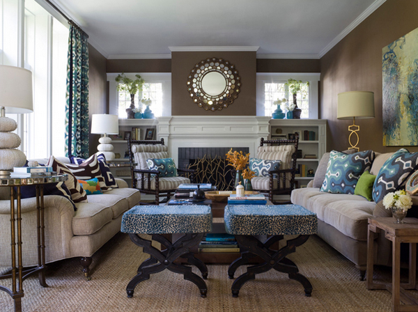 Briwn And Grey Combinations In Living Room