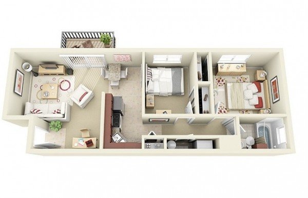 Plans d'appartements à deux chambres