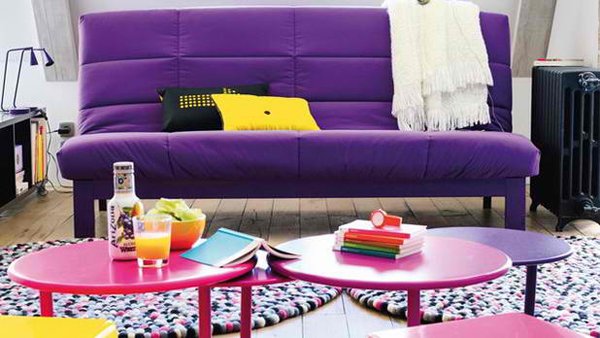 bright-colored sofa