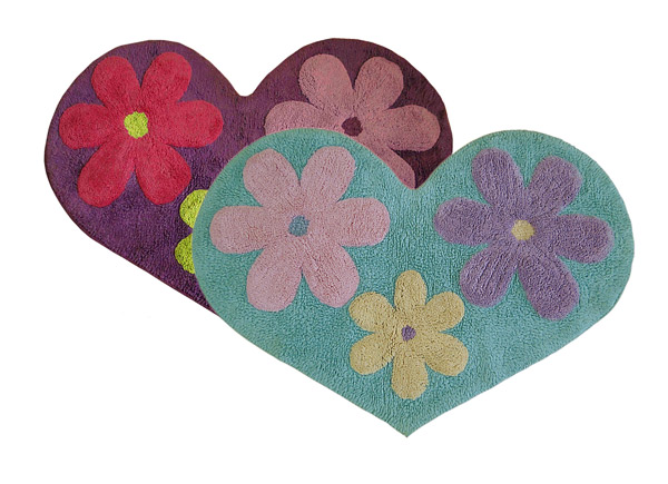 heart-shape embossed bathroom floor rug